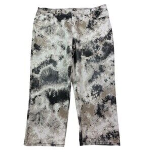 LOGO Lori Goldstein Cream & Gray Denim Tie-Dye Boyfriend Jeans Women's 24WP‎